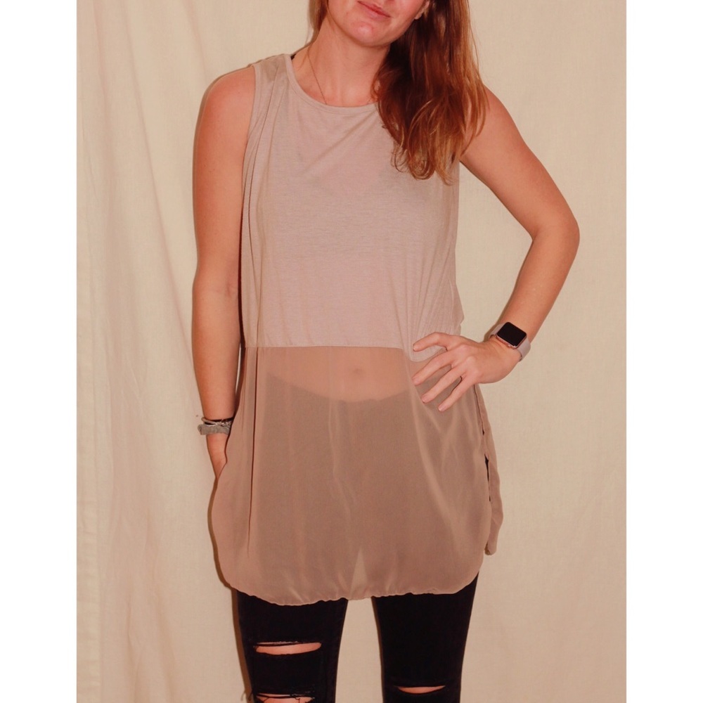 Long wide sleeve tank top